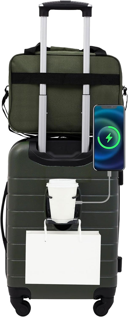 Smart Spinner Hardside Luggage, 22-Inch Carry-On, Olive Green