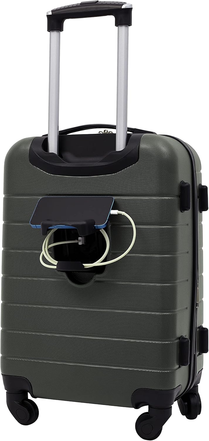 Smart Spinner Hardside Luggage, 22-Inch Carry-On, Olive Green