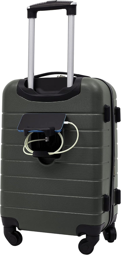 Smart Spinner Hardside Luggage, 22-Inch Carry-On, Olive Green