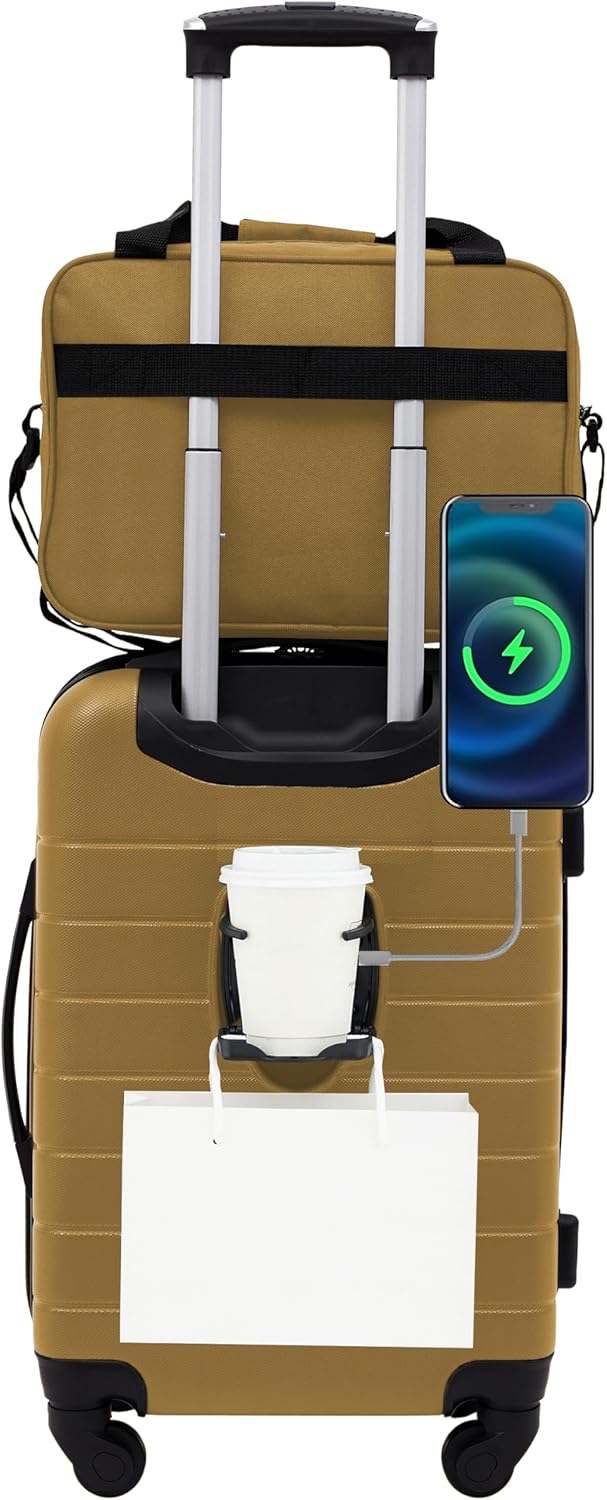 Smart Spinner Hardside Luggage, 22-Inch Carry-On, Olive Green