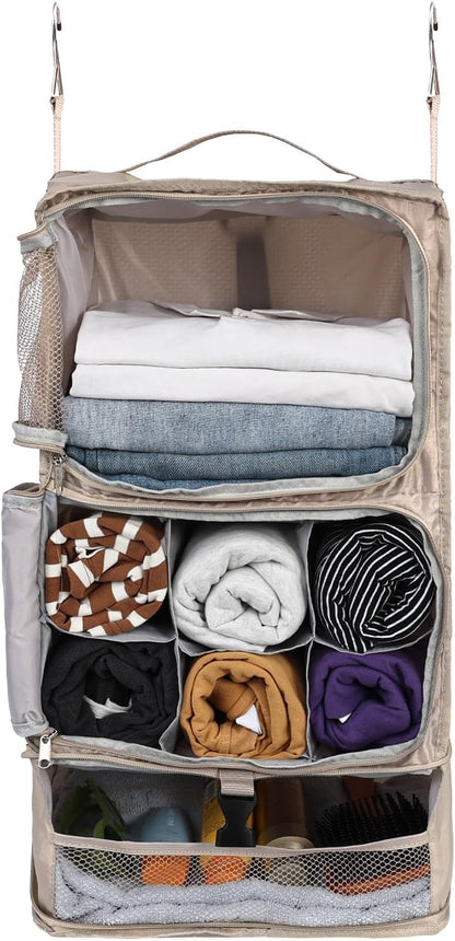 Hanging Shelves Travel Compression Packing Cube for Carry-on Luggage Suitcase Collapsible Transformable Garment Closet Organizers Large Capacity, Lightgrey, XL