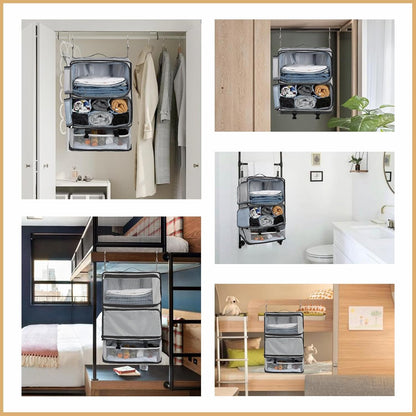 Hanging Shelves Travel Compression Packing Cube for Carry-on Luggage Suitcase Collapsible Transformable Garment Closet Organizers Large Capacity, Lightgrey, XL