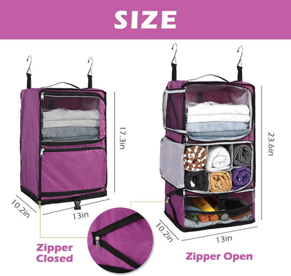 Hanging Shelves Travel Compression Packing Cube for Carry-on Luggage Suitcase Collapsible Transformable Garment Closet Organizers Large Capacity, Lightgrey, XL