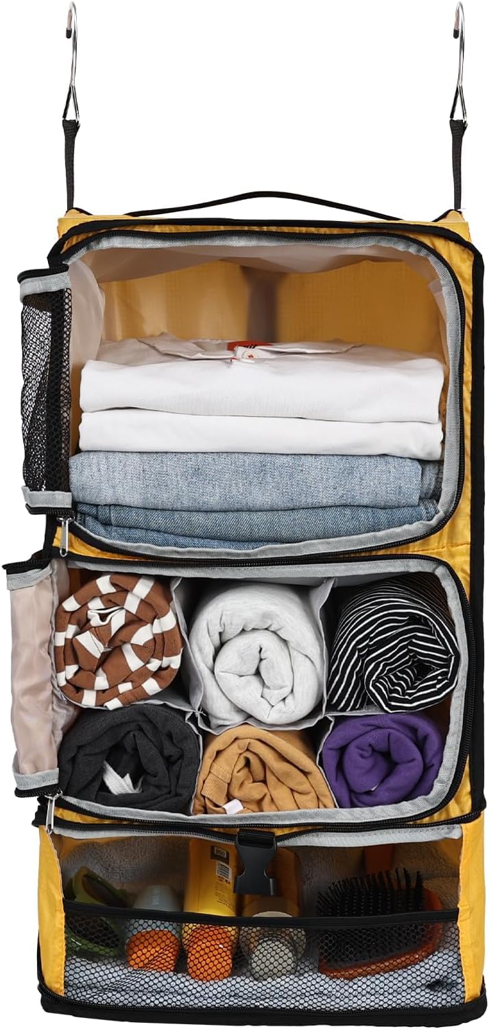 Hanging Shelves Travel Compression Packing Cube for Carry-on Luggage Suitcase Collapsible Transformable Garment Closet Organizers Large Capacity, Lightgrey, XL