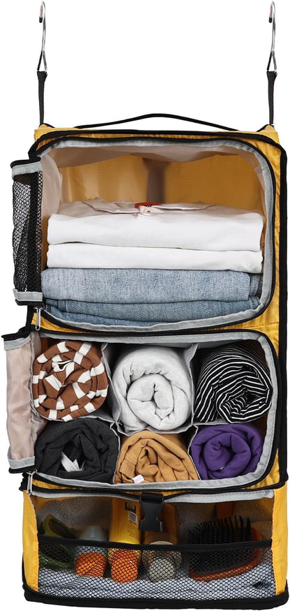 Hanging Shelves Travel Compression Packing Cube for Carry-on Luggage Suitcase Collapsible Transformable Garment Closet Organizers Large Capacity, Lightgrey, XL