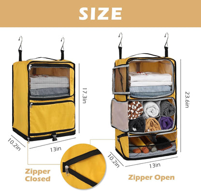 Hanging Shelves Travel Compression Packing Cube for Carry-on Luggage Suitcase Collapsible Transformable Garment Closet Organizers Large Capacity, Lightgrey, XL