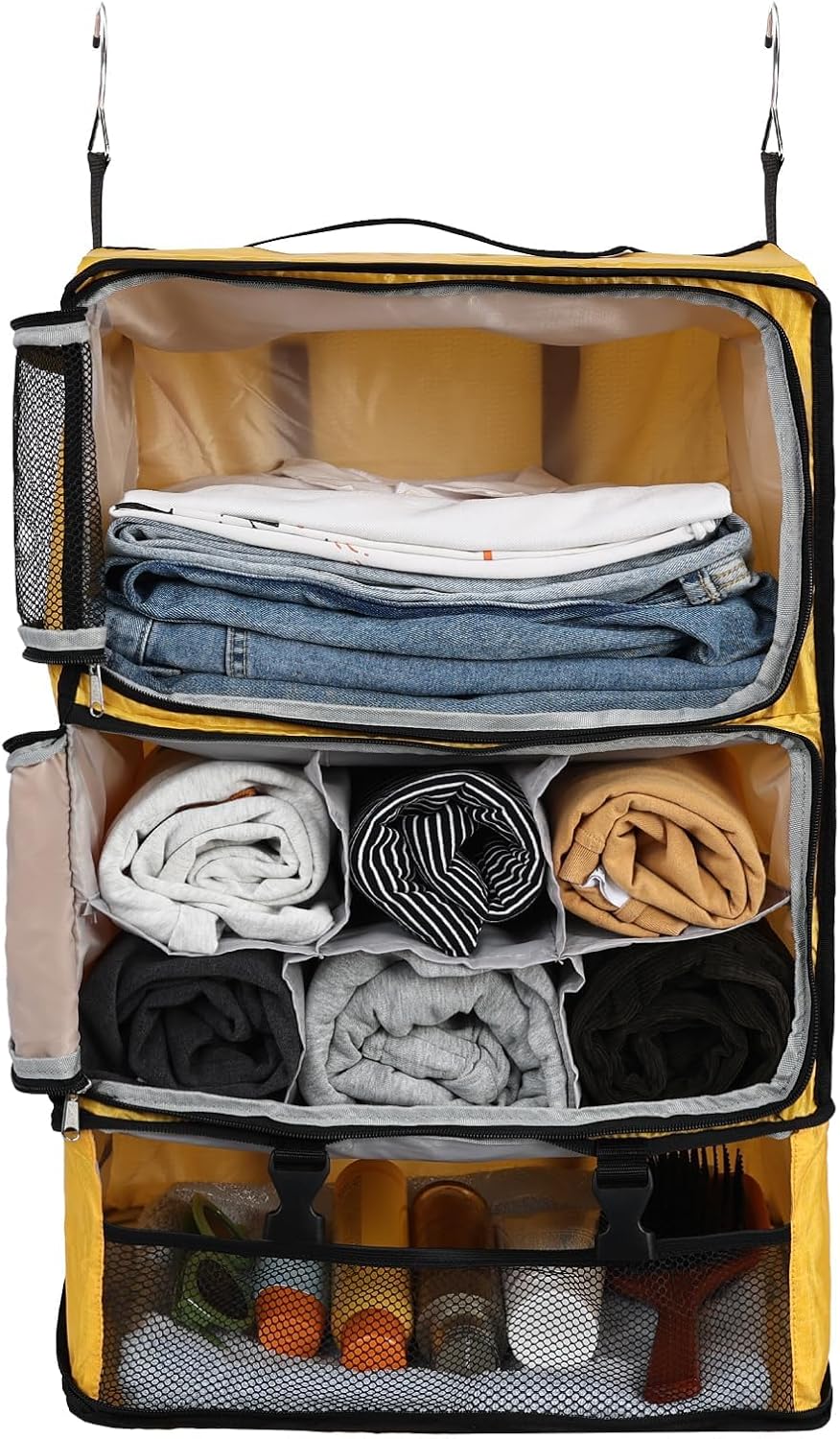 Hanging Shelves Travel Compression Packing Cube for Carry-on Luggage Suitcase Collapsible Transformable Garment Closet Organizers Large Capacity, Lightgrey, XL