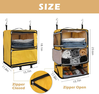 Hanging Shelves Travel Compression Packing Cube for Carry-on Luggage Suitcase Collapsible Transformable Garment Closet Organizers Large Capacity, Lightgrey, XL