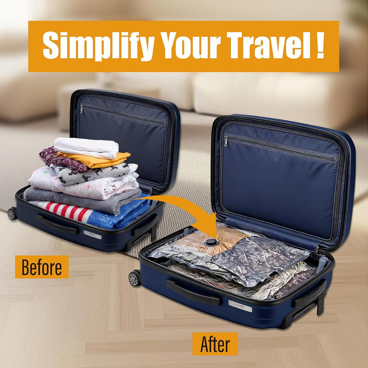Rechargeable Wireless Pump Vacuum Bags, Portable Storage Bags for Travel and Home, Compression Packing Seal for Clothing, Clothes, Blankets, Luggage, Suitcase (9 Combo Travel Size)