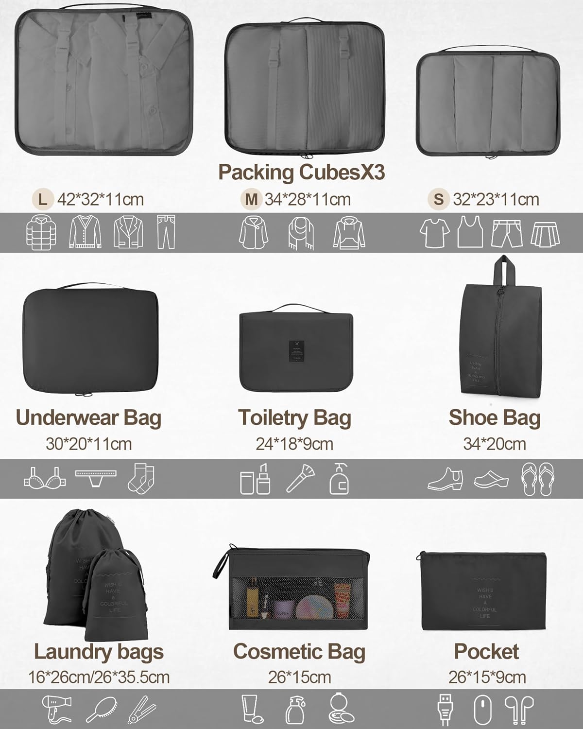 Packing Cubes 10 PCS, Mesh Breathable Luggage Organizers Bags, Packing Organizers, Durable Travel Essentials Bags Set, Travel Packing Organizers,Pink