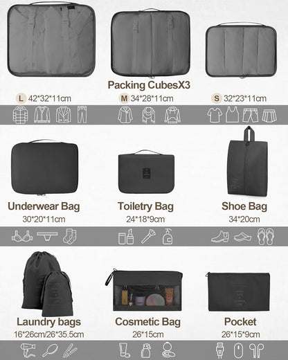 Packing Cubes 10 PCS, Mesh Breathable Luggage Organizers Bags, Packing Organizers, Durable Travel Essentials Bags Set, Travel Packing Organizers,Pink