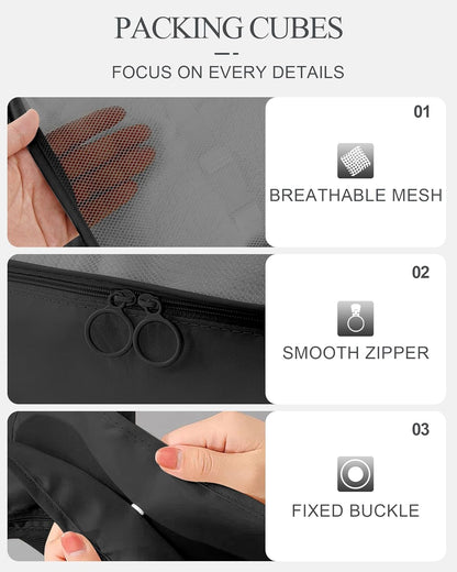 Packing Cubes 10 PCS, Mesh Breathable Luggage Organizers Bags, Packing Organizers, Durable Travel Essentials Bags Set, Travel Packing Organizers,Pink