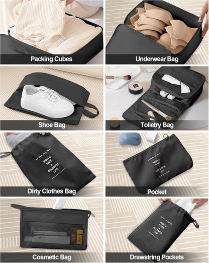 Packing Cubes 10 PCS, Mesh Breathable Luggage Organizers Bags, Packing Organizers, Durable Travel Essentials Bags Set, Travel Packing Organizers,Pink