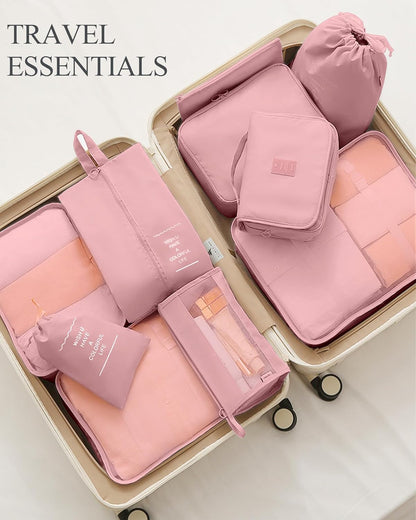 Packing Cubes 10 PCS, Mesh Breathable Luggage Organizers Bags, Packing Organizers, Durable Travel Essentials Bags Set, Travel Packing Organizers,Pink