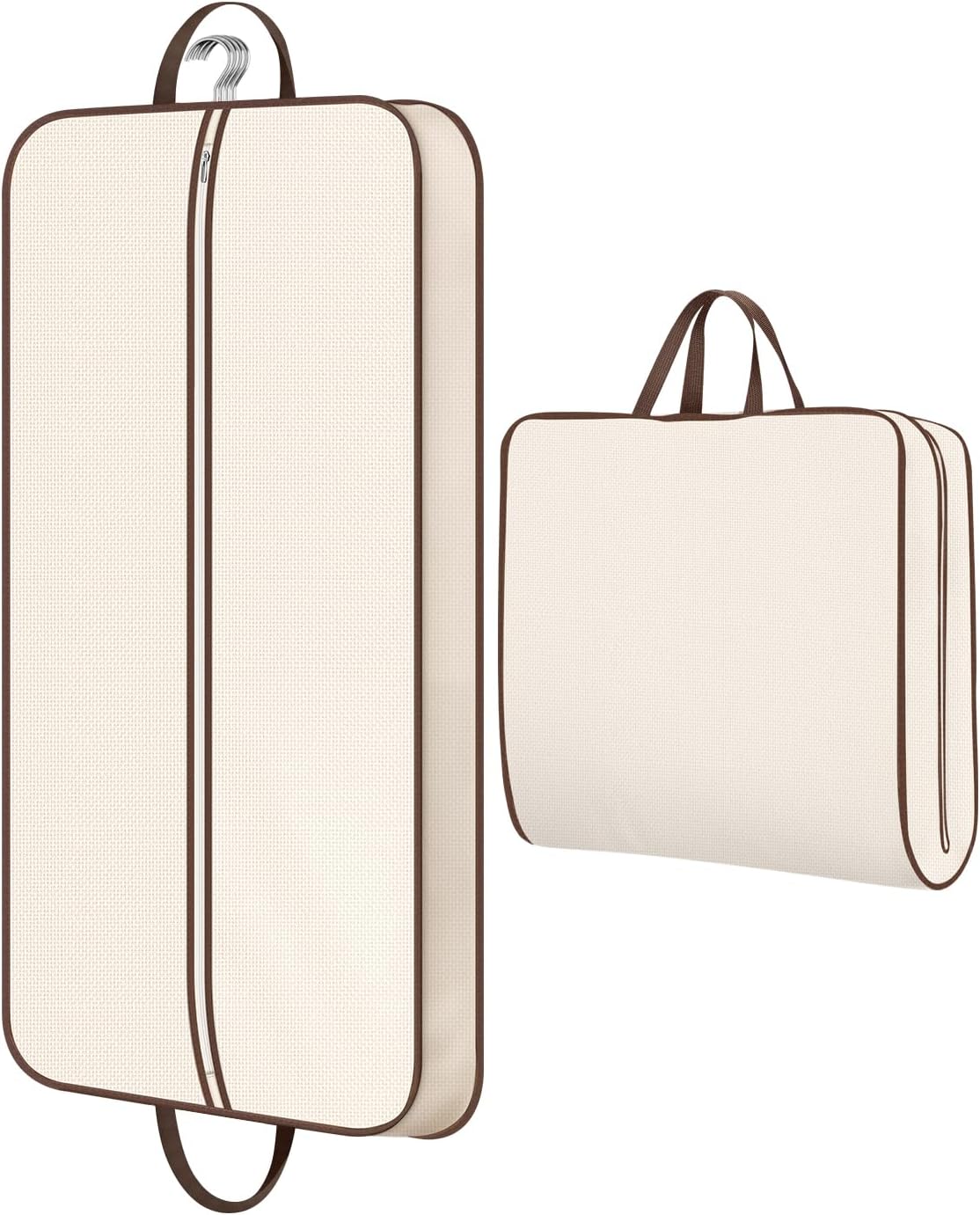 60" Foldable Garment Bags for Travel for Women Dress Bags for Gowns Long Hanging Bag for Closet Storage Dress Protector Bag for Gowns, Suits, Coats, Beige