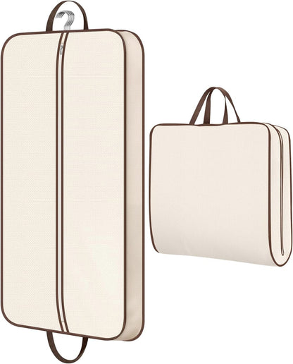 60" Foldable Garment Bags for Travel for Women Dress Bags for Gowns Long Hanging Bag for Closet Storage Dress Protector Bag for Gowns, Suits, Coats, Beige