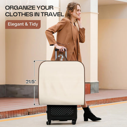 60" Foldable Garment Bags for Travel for Women Dress Bags for Gowns Long Hanging Bag for Closet Storage Dress Protector Bag for Gowns, Suits, Coats, Beige