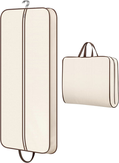 60" Foldable Garment Bags for Travel for Women Dress Bags for Gowns Long Hanging Bag for Closet Storage Dress Protector Bag for Gowns, Suits, Coats, Beige
