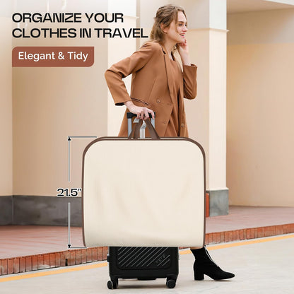 60" Foldable Garment Bags for Travel for Women Dress Bags for Gowns Long Hanging Bag for Closet Storage Dress Protector Bag for Gowns, Suits, Coats, Beige