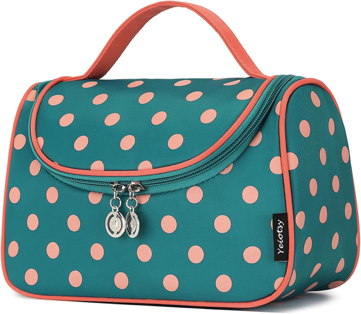 Travel Cosmetic Bag for Women – Polka Dot Makeup Bag Organizer & Hanging Toiletry Bag