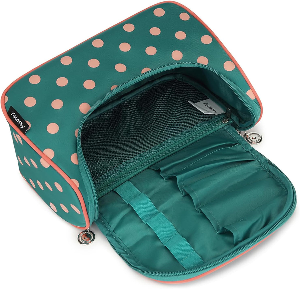 Travel Cosmetic Bag for Women – Polka Dot Makeup Bag Organizer & Hanging Toiletry Bag