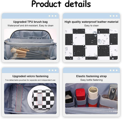Travel Makeup Bag for Women: Large Cosmetic Bag Set of 3 - PU Leather Make up Bag with Compartments - Compact Waterproof Toiletry Bag with Divider & Handle (D-4-Red) - Colors A