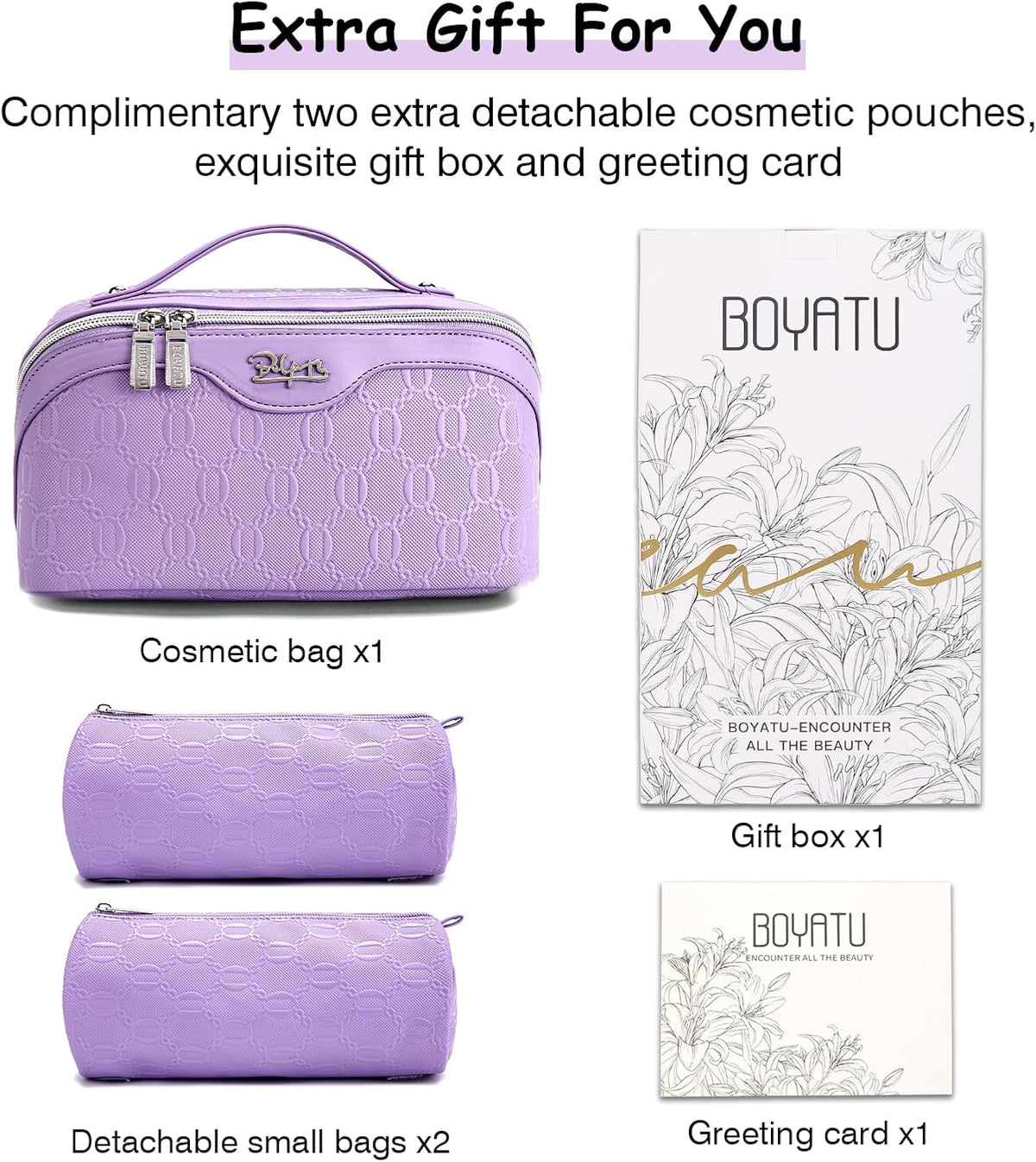 Travel Makeup Bag for Women: Large Cosmetic Bag Set of 3 - PU Leather Make up Bag with Compartments - Compact Waterproof Toiletry Bag with Divider & Handle (D-4-Red) - Colors A