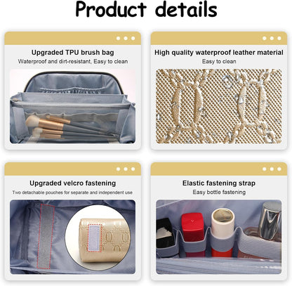 Travel Makeup Bag for Women: Large Cosmetic Bag Set of 3 - PU Leather Make up Bag with Compartments - Compact Waterproof Toiletry Bag with Divider & Handle (D-4-Red) - Colors A