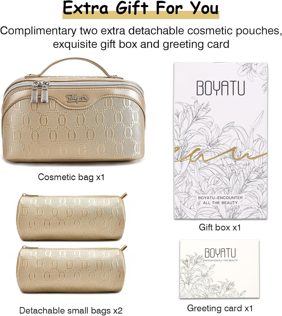 Travel Makeup Bag for Women: Large Cosmetic Bag Set of 3 - PU Leather Make up Bag with Compartments - Compact Waterproof Toiletry Bag with Divider & Handle (D-4-Red) - Colors A