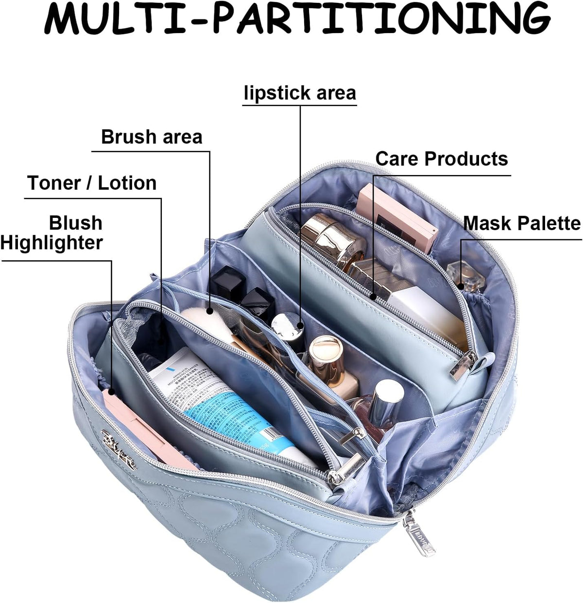 Travel Makeup Bag for Women: Large Cosmetic Bag Set of 3 - PU Leather Make up Bag with Compartments - Compact Waterproof Toiletry Bag with Divider & Handle (D-4-Red) - Colors A