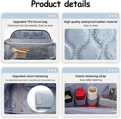 Travel Makeup Bag for Women: Large Cosmetic Bag Set of 3 - PU Leather Make up Bag with Compartments - Compact Waterproof Toiletry Bag with Divider & Handle (D-4-Red) - Colors A