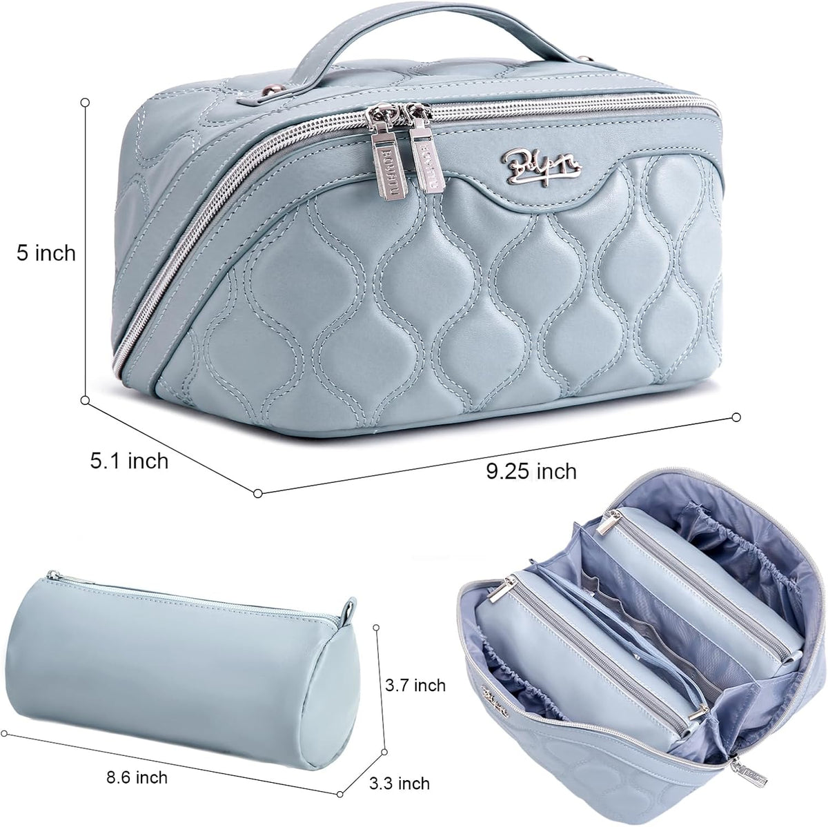 Travel Makeup Bag for Women: Large Cosmetic Bag Set of 3 - PU Leather Make up Bag with Compartments - Compact Waterproof Toiletry Bag with Divider & Handle (D-4-Red) - Colors A