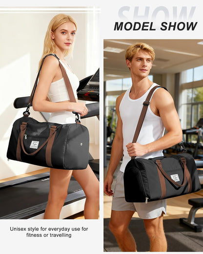 Gym Bag Womens Mens with Shoes Compartment and Wet Pocket Travel Duffel Bags for Women for Plane Sport Gym Tote Bag with Toiletry Bags Waterproof Weekend Overnight Carry on Bag Hospital Holdalls - Colors B