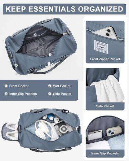 Gym Bag Womens Mens with Shoes Compartment and Wet Pocket Travel Duffel Bags for Women for Plane Sport Gym Tote Bag with Toiletry Bags Waterproof Weekend Overnight Carry on Bag Hospital Holdalls - Colors B