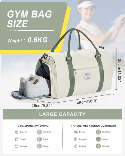 Gym Bag Womens Mens with Shoes Compartment and Wet Pocket Travel Duffel Bags for Women for Plane Sport Gym Tote Bag with Toiletry Bags Waterproof Weekend Overnight Carry on Bag Hospital Holdalls - Colors B