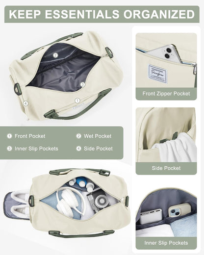 Gym Bag Womens Mens with Shoes Compartment and Wet Pocket Travel Duffel Bags for Women for Plane Sport Gym Tote Bag with Toiletry Bags Waterproof Weekend Overnight Carry on Bag Hospital Holdalls - Colors B