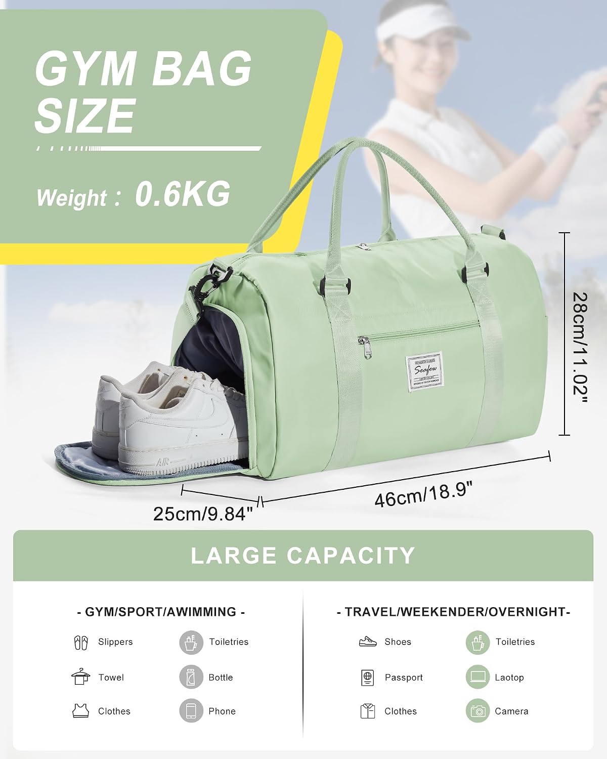 Gym Bag Womens Mens with Shoes Compartment and Wet Pocket Travel Duffel Bags for Women for Plane Sport Gym Tote Bag with Toiletry Bags Waterproof Weekend Overnight Carry on Bag Hospital Holdalls - Colors B