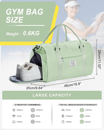 Gym Bag Womens Mens with Shoes Compartment and Wet Pocket Travel Duffel Bags for Women for Plane Sport Gym Tote Bag with Toiletry Bags Waterproof Weekend Overnight Carry on Bag Hospital Holdalls - Colors B