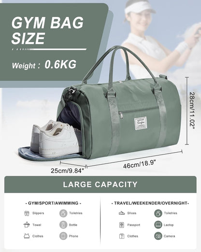 Gym Bag Womens Mens with Shoes Compartment and Wet Pocket Travel Duffel Bags for Women for Plane Sport Gym Tote Bag with Toiletry Bags Waterproof Weekend Overnight Carry on Bag Hospital Holdalls - Colors B