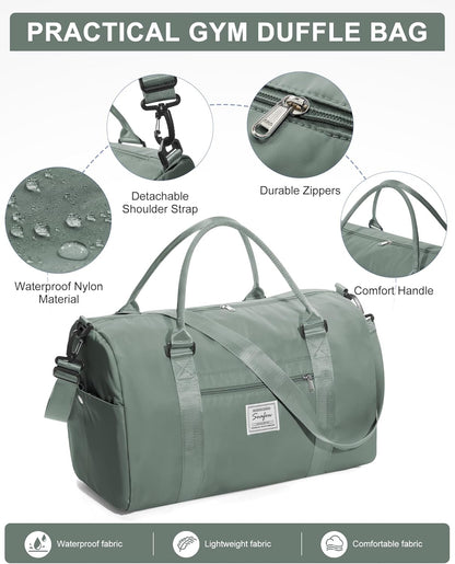 Gym Bag Womens Mens with Shoes Compartment and Wet Pocket Travel Duffel Bags for Women for Plane Sport Gym Tote Bag with Toiletry Bags Waterproof Weekend Overnight Carry on Bag Hospital Holdalls - Colors B