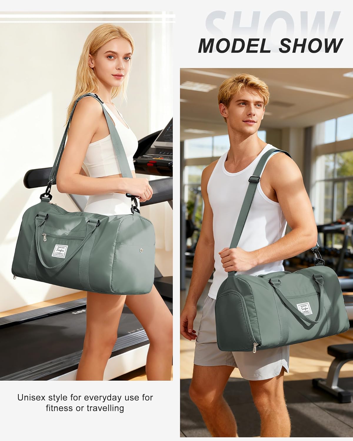 Gym Bag Womens Mens with Shoes Compartment and Wet Pocket Travel Duffel Bags for Women for Plane Sport Gym Tote Bag with Toiletry Bags Waterproof Weekend Overnight Carry on Bag Hospital Holdalls - Colors B