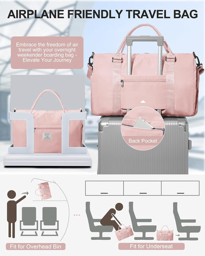 Gym Bag Womens Mens with Shoes Compartment and Wet Pocket Travel Duffel Bags for Women for Plane Sport Gym Tote Bag with Toiletry Bags Waterproof Weekend Overnight Carry on Bag Hospital Holdalls - Colors B