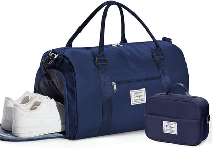 Gym Bag Womens Mens with Shoes Compartment and Wet Pocket Travel Duffel Bags for Women for Plane Sport Gym Tote Bag with Toiletry Bags Waterproof Weekend Overnight Carry on Bag Hospital Holdalls - Colors B