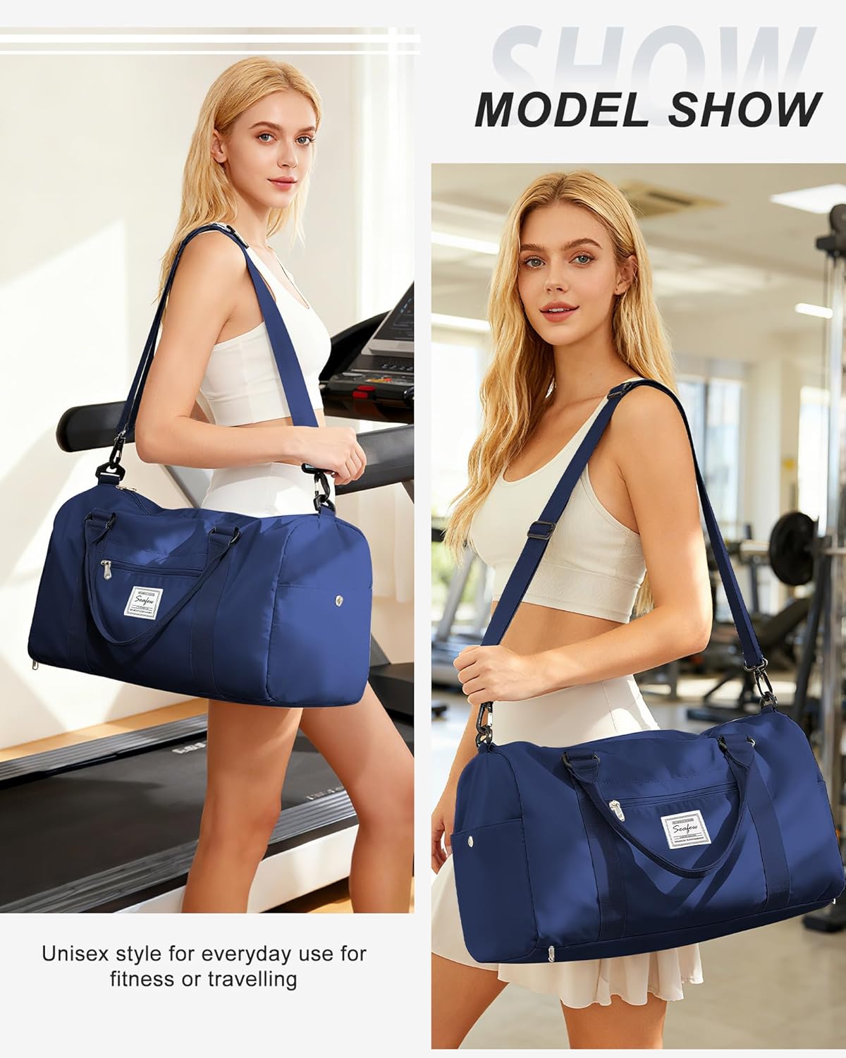 Gym Bag Womens Mens with Shoes Compartment and Wet Pocket Travel Duffel Bags for Women for Plane Sport Gym Tote Bag with Toiletry Bags Waterproof Weekend Overnight Carry on Bag Hospital Holdalls - Colors B