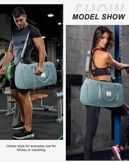 Gym Bag Womens Mens with Shoes Compartment and Wet Pocket Travel Duffel Bags for Women for Plane Sport Gym Tote Bag with Toiletry Bags Waterproof Weekend Overnight Carry on Bag Hospital Holdalls - Colors B