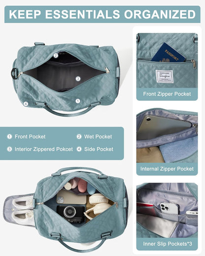 Gym Bag Womens Mens with Shoes Compartment and Wet Pocket Travel Duffel Bags for Women for Plane Sport Gym Tote Bag with Toiletry Bags Waterproof Weekend Overnight Carry on Bag Hospital Holdalls - Colors B