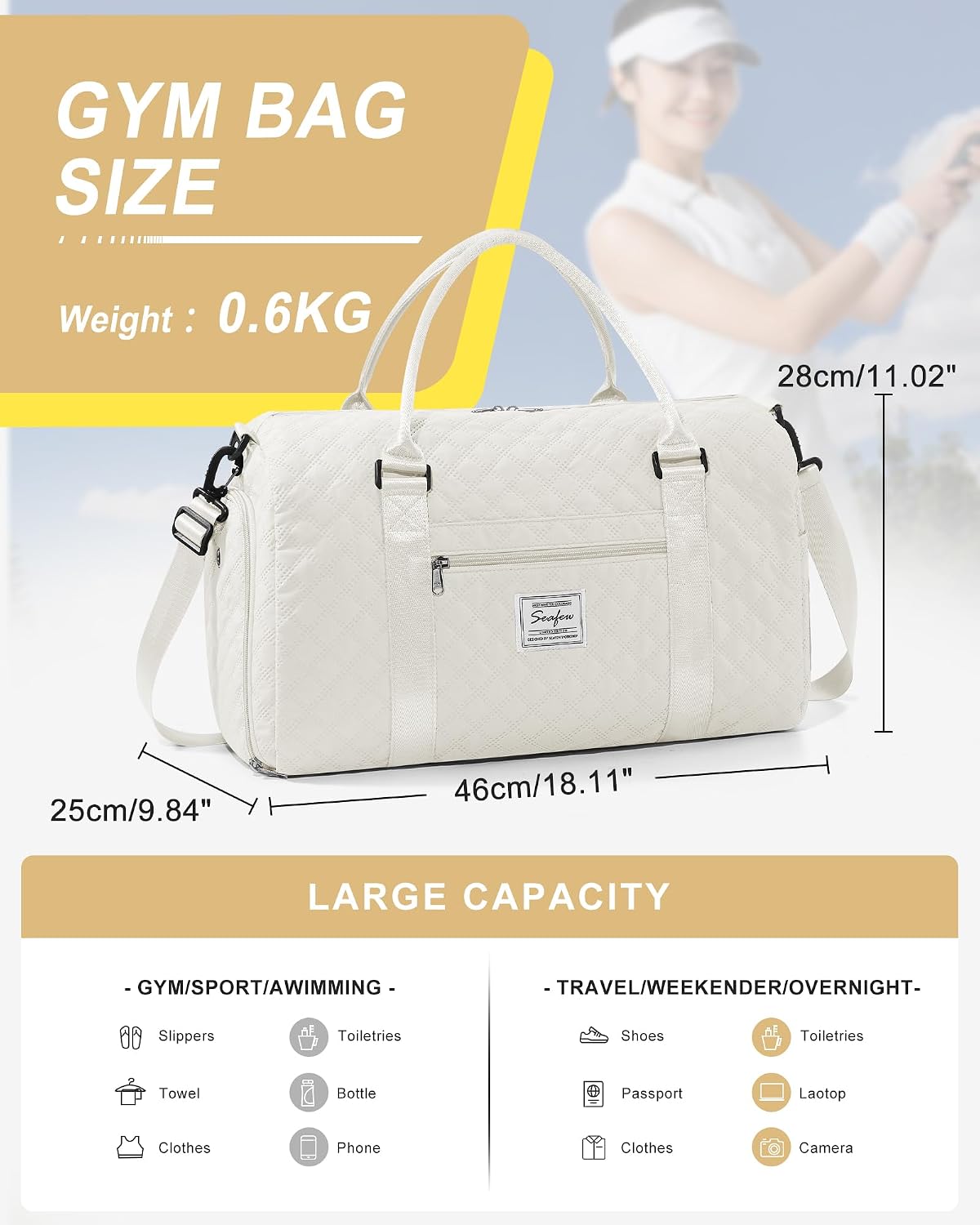 Gym Bag Womens Mens with Shoes Compartment and Wet Pocket Travel Duffel Bags for Women for Plane Sport Gym Tote Bag with Toiletry Bags Waterproof Weekend Overnight Carry on Bag Hospital Holdalls - Colors B