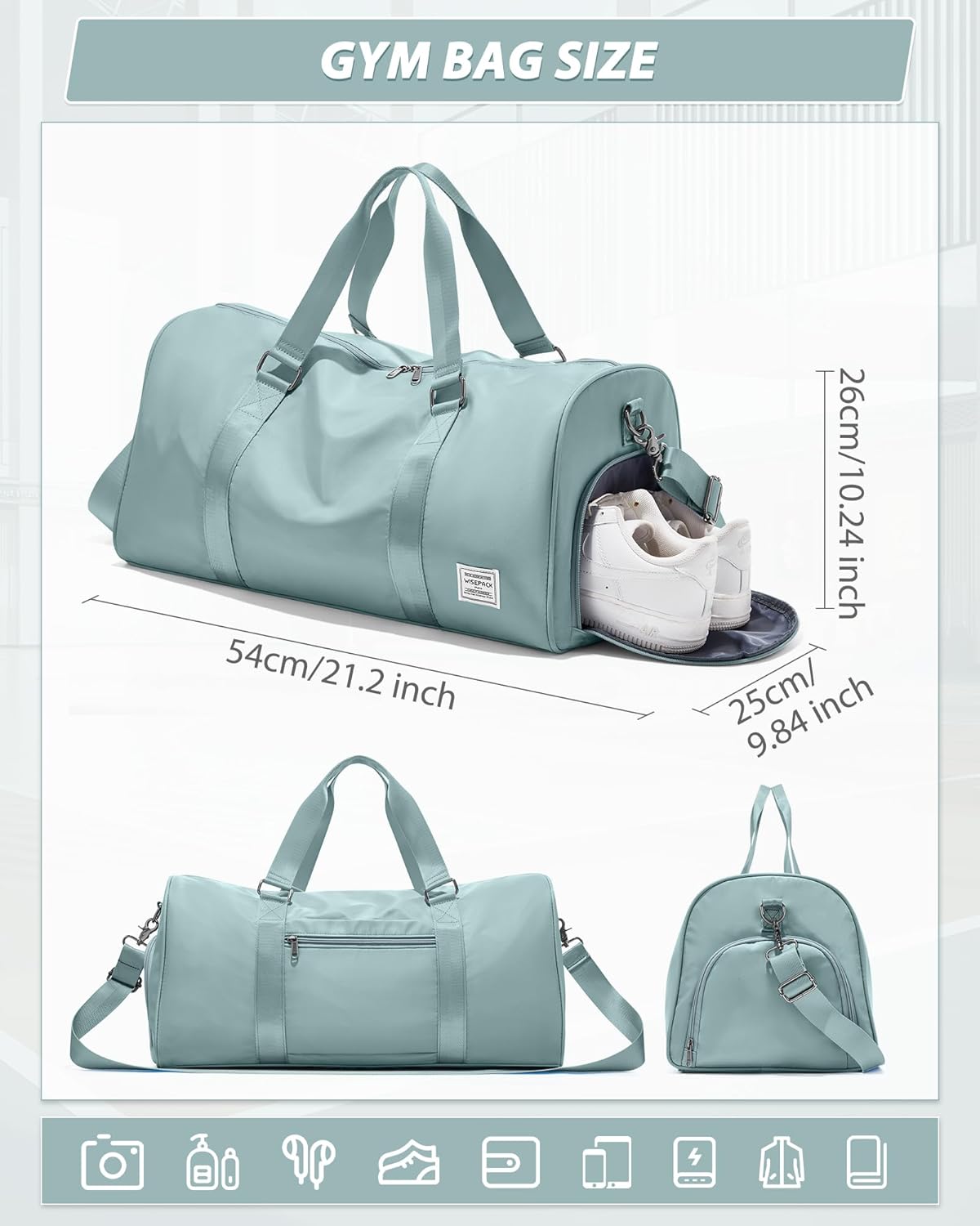 Gym Bag Womens Mens with Shoes Compartment and Wet Pocket Travel Duffel Bags for Women for Plane Sport Gym Tote Bag with Toiletry Bags Waterproof Weekend Overnight Carry on Bag Hospital Holdalls - Colors B