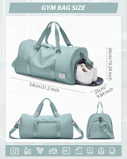 Gym Bag Womens Mens with Shoes Compartment and Wet Pocket Travel Duffel Bags for Women for Plane Sport Gym Tote Bag with Toiletry Bags Waterproof Weekend Overnight Carry on Bag Hospital Holdalls - Colors B
