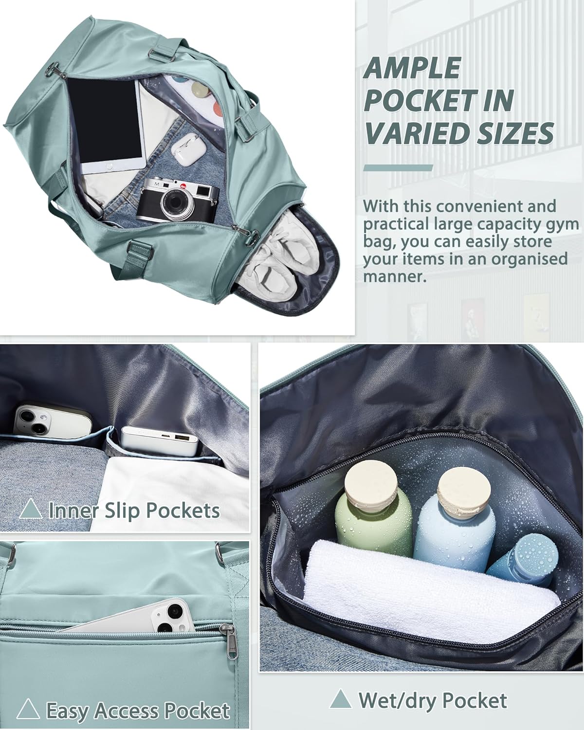Gym Bag Womens Mens with Shoes Compartment and Wet Pocket Travel Duffel Bags for Women for Plane Sport Gym Tote Bag with Toiletry Bags Waterproof Weekend Overnight Carry on Bag Hospital Holdalls - Colors B